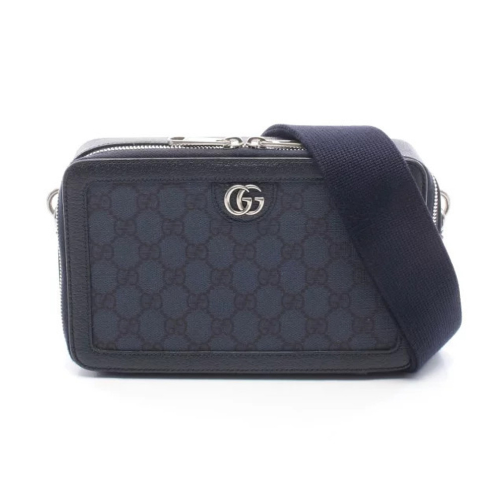 Gucci Ophidia GG Supreme Shoulder Bag Canvas Leather Navy Blue